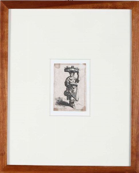 Cornelis Bega : Acquaforte originale<BR>Hollstein -D&F- I.213.18 III/III; mm 105 x 70 La donna con la cesta  - Asta Libri Antichi e Rari. Incisioni - Associazione Nazionale - Case d'Asta italiane
