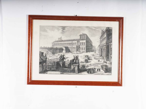 GIOVANNI BATTISTA PIRANESI : Veduta della Basilica in San Giovanni Laterano / Veduta della Piazza Cavallo.  - Asta Libri Antichi e Rari. Incisioni - Associazione Nazionale - Case d'Asta italiane