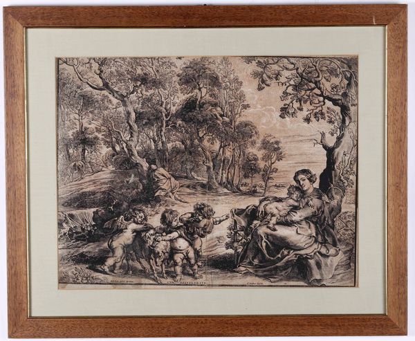 Jean Christophe  Jegher - Pietro Paolo Rubens : Riposo durante la fuga in Egitto (Rest on the Flight into Egypt)  - Asta Libri Antichi e Rari. Incisioni - Associazione Nazionale - Case d'Asta italiane