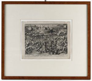 Peter Brugel il Vecchio - Bulino originale, firmato in lastra da Bruel e dalleditore Hieronymus Cock; Bastelaer 137; Hollstein III, 279.137; Lari 132; mm 259 x 331 La Fortezza