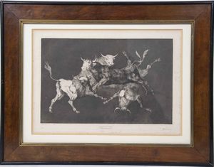 Francisco Jos Goya y Lucientes 1746-1828 Dai Proverbios...Quattro incisioni entro eleganti cornici  - Asta Libri Antichi e Rari. Incisioni - Associazione Nazionale - Case d'Asta italiane