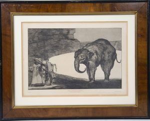 Francisco Jos Goya y Lucientes 1746-1828 Dai Proverbios...Quattro incisioni entro eleganti cornici  - Asta Libri Antichi e Rari. Incisioni - Associazione Nazionale - Case d'Asta italiane