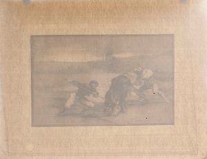 Francisco Goya : Goya Francisco  (Fuendetodos, 1746  Bordeaux, 1828) Otro modo de cazar a pie.  - Asta Libri Antichi e Rari. Incisioni - Associazione Nazionale - Case d'Asta italiane