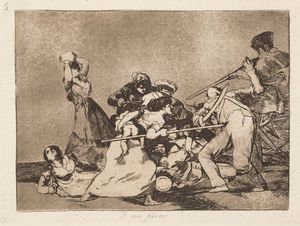 Francisco José de Goya y Lucientes : Y son fieras (parte della serie  Los desastres de la guerre)  - Asta Libri Antichi e Rari. Incisioni - Associazione Nazionale - Case d'Asta italiane