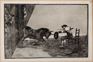 Francisco Goya : Goya Francisco  (Fuendetodos, 1746  Bordeaux, 1828) Temeridad de Martincho en la Plaza de Zaragoza  - Asta Libri Antichi e Rari. Incisioni - Associazione Nazionale - Case d'Asta italiane