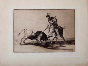 Francisco Goya - Goya Francisco  (Fuendetodos, 1746  Bordeaux, 1828) El chid campeador lanceando otro toro