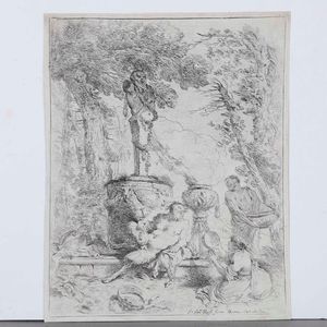 Giovanni Benedetto Castiglione detto Il Grechetto - Castiglione Giovanni Benedetto Baccanale davanti all'altare di dio termine. 1645 circa