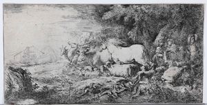 Giovanni Benedetto Castiglione detto Il Grechetto - Entrata degli animali nell'Arca. 1650-1655.