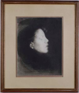 Eugene Carriere - Litografia, fondo a china e gessetto, graffito e sfumato, mm 646 x 495 Nelly Carrire, 1895