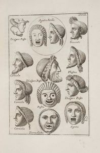 Francesco De Ficoroni : Le maschere sceniche e le figure comiche dantichi romani...In Roma, nella stamperia di Antonio de Rossi, 1736  - Asta Libri Antichi e Rari. Incisioni - Associazione Nazionale - Case d'Asta italiane