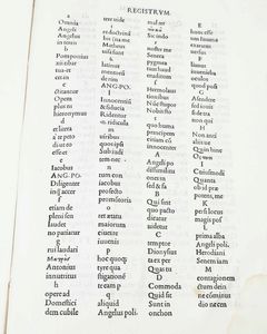 Poliziano Angelo : Omnia opera Angeli Politiani...Venezia, Aldus,1498  - Asta Libri Antichi e Rari. Incisioni - Associazione Nazionale - Case d'Asta italiane