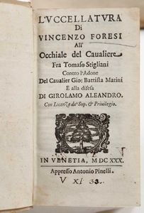 Scipione Errico : Locchiale appannato...In Messina, per Gio. Franc. Bianco Stamp., 1629  - Asta Libri Antichi e Rari. Incisioni - Associazione Nazionale - Case d'Asta italiane
