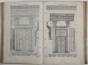 Marco Vitruvio Pollione - Daniele Barbaro : M.Vitruuvii Pollionis De Architectura Libri Decem, cum commentariis Danielis Barbari, electi patriarchae aquileiensis...Venetiis, apud Franciscum Franciscum Senensem, & Ioan. Crugher Germanum, 1567.  - Asta Libri Antichi e Rari. Incisioni - Associazione Nazionale - Case d'Asta italiane