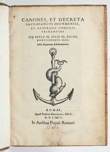 Rilegatura alle Armi - Autori Vari - Canones et decreta sacrosanti oecumenici et generalis concilii tridentini, Romae, Apud Paulum Manutium, Aldi F, 1564.
