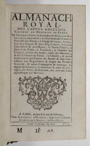 Rilegatura alle Armi - Autori Vari - Almanach Royal pour lanne 1723. A Paris, chez Laurent dHoury, 1723.<BR>