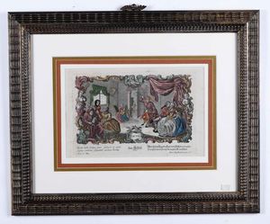 Martin Endelbrecht (1684-1756) I cinque sensi. Serie completa di incisioni originali a bulino, con coloritura coeva. Met secolo XVIII  - Asta Libri Antichi e Rari. Incisioni - Associazione Nazionale - Case d'Asta italiane