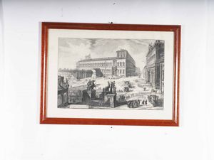 GIOVANNI BATTISTA PIRANESI : Veduta della Basilica in San Giovanni Laterano / Veduta della Piazza Cavallo.  - Asta Libri Antichi e Rari. Incisioni - Associazione Nazionale - Case d'Asta italiane
