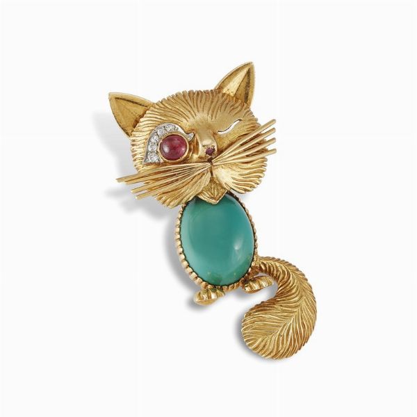 VAN CLEEF & ARPELS SPILLA A FORMA DI GATTO  - Asta Gioielli - Associazione Nazionale - Case d'Asta italiane