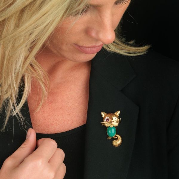 VAN CLEEF & ARPELS SPILLA A FORMA DI GATTO  - Asta Gioielli - Associazione Nazionale - Case d'Asta italiane