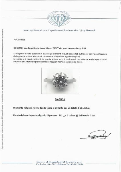 ANELLO SOLITARIO  - Asta Gioielli - Associazione Nazionale - Case d'Asta italiane