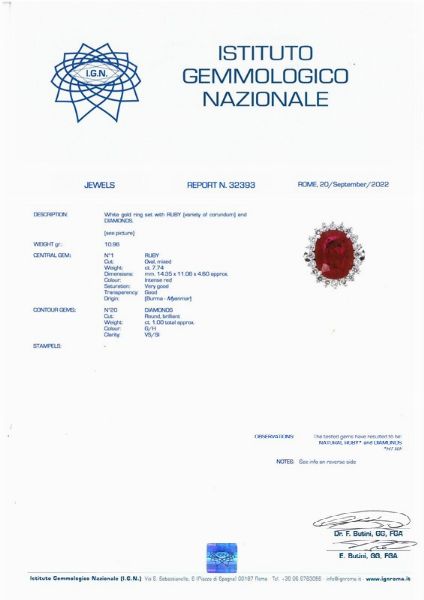 ANELLO FLOREALE CON RUBINO BIRMANO E DIAMANTI  - Asta Gioielli - Associazione Nazionale - Case d'Asta italiane