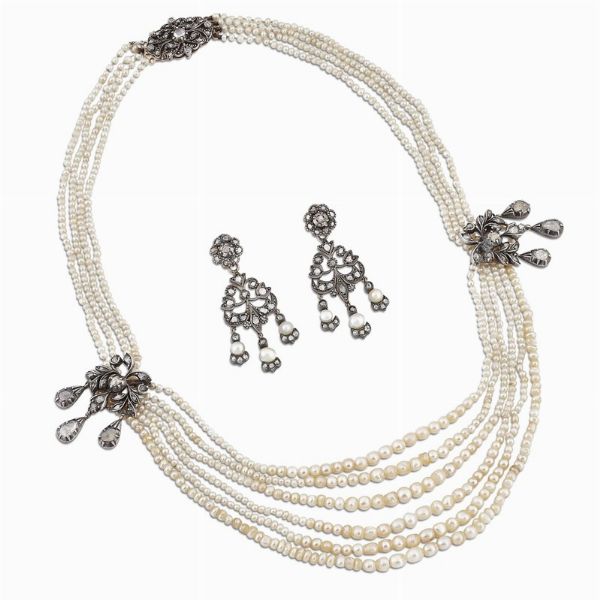DEMI PARURE CON PERLE E DIAMANTI  - Asta Gioielli - Associazione Nazionale - Case d'Asta italiane