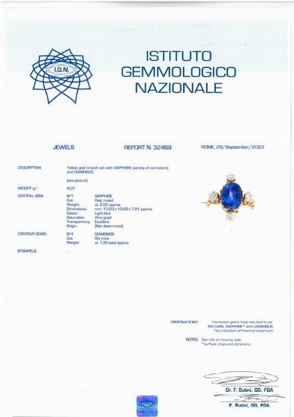 ANELLO CON ZAFFIRO E DIAMANTI  - Asta Gioielli - Associazione Nazionale - Case d'Asta italiane