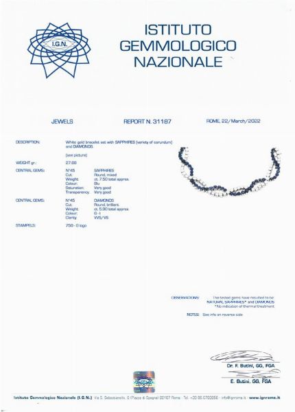 BRACCIALE CON ZAFFIRI E DIAMANTI  - Asta Gioielli - Associazione Nazionale - Case d'Asta italiane