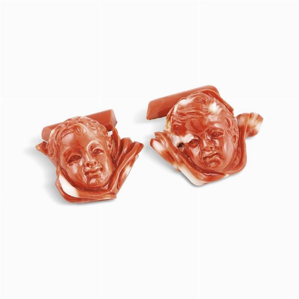 PAIO DI GEMELLI IN CORALLO  - Asta Gioielli - Associazione Nazionale - Case d'Asta italiane