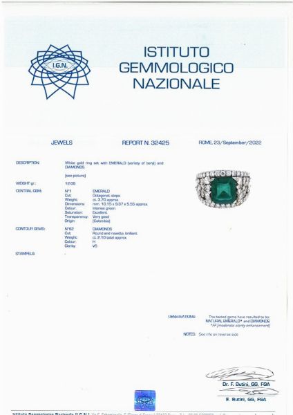 ANELLO CON SMERALDO COLOMBIANO E DIAMANTI  - Asta Gioielli - Associazione Nazionale - Case d'Asta italiane