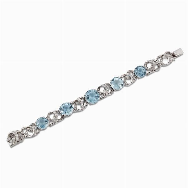 BRACCIALE CON ACQUAMARINE E DIAMANTI  - Asta Gioielli - Associazione Nazionale - Case d'Asta italiane