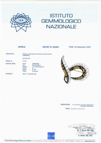 SPILLA A FIOCCO CON DIAMANTI  - Asta Gioielli - Associazione Nazionale - Case d'Asta italiane