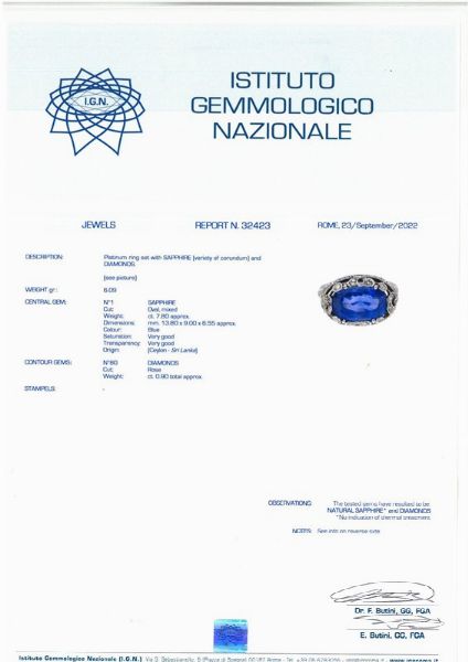 ANELLO CON ZAFFIRO CEYLON E DIAMANTI  - Asta Gioielli - Associazione Nazionale - Case d'Asta italiane