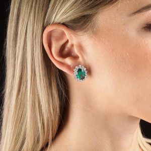 PAIO DI ORECCHINI A FIORE CON SMERALDI ZAMBIA E DIAMANTI  - Asta Gioielli - Associazione Nazionale - Case d'Asta italiane