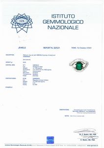 ANELLO CON SMERALDO ZAMBIA E DIAMANTI  - Asta Gioielli - Associazione Nazionale - Case d'Asta italiane