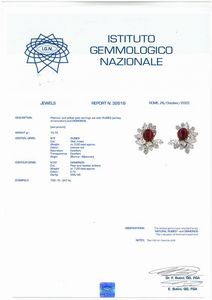 PAIO DI ORECCHINI CON RUBINI BIRMANI E DIAMANTI  - Asta Gioielli - Associazione Nazionale - Case d'Asta italiane