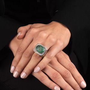 ANELLO CON SMERALDO E DIAMANTI  - Asta Gioielli - Associazione Nazionale - Case d'Asta italiane