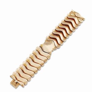 BRACCIALE AD AMPIA FASCIA CON OROLOGIO A SCOMPARSA  - Asta Gioielli - Associazione Nazionale - Case d'Asta italiane