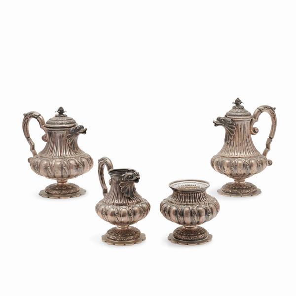 Servizio da t� e caff� in argento, Milano XX secolo  - Asta Gioielli - Associazione Nazionale - Case d'Asta italiane