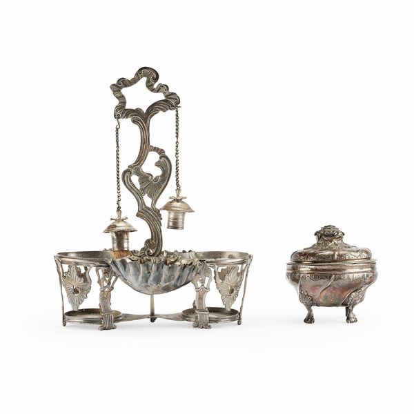 Zuccheriera e oliera in argento, Genova, XVIII secolo  - Asta Gioielli - Associazione Nazionale - Case d'Asta italiane