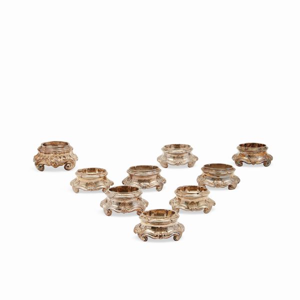 Nove saliere in argento, Genova, XVIII secolo  - Asta Gioielli - Associazione Nazionale - Case d'Asta italiane