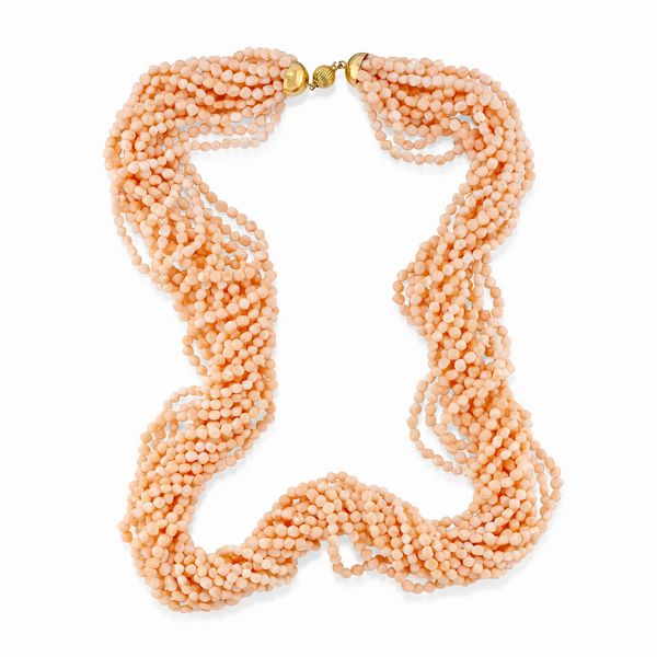 Collana in corallo rosa e oro giallo 18K  - Asta Gioielli - Associazione Nazionale - Case d'Asta italiane
