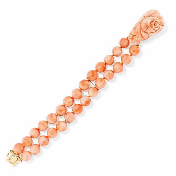 Parure in oro giallo 18k e corallo rosa  - Asta Gioielli - Associazione Nazionale - Case d'Asta italiane