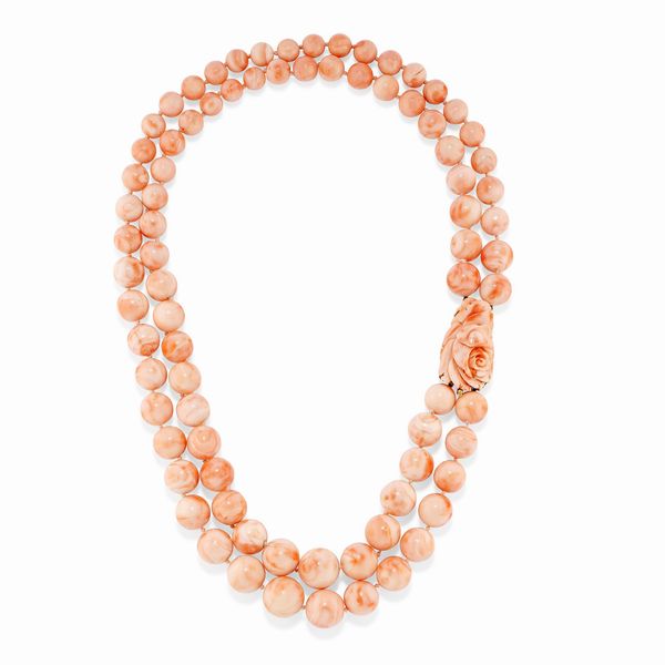 Collana in oro giallo 18k e corallo rosa  - Asta Gioielli - Associazione Nazionale - Case d'Asta italiane