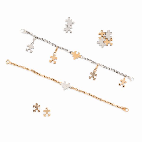 Sei gioielli in oro bicolore 18k e diamanti  - Asta Gioielli - Associazione Nazionale - Case d'Asta italiane