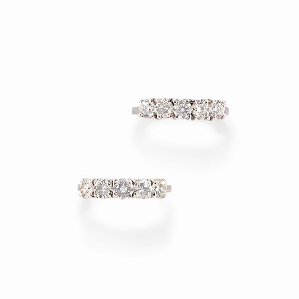Due anelli in oro bianco 18k e diamanti  - Asta Gioielli - Associazione Nazionale - Case d'Asta italiane