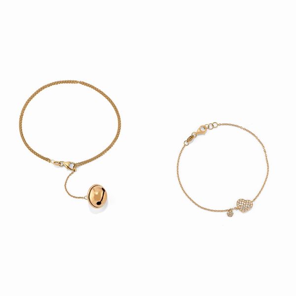 Due bracciali in oro rosa 18k e diamanti  - Asta Gioielli - Associazione Nazionale - Case d'Asta italiane