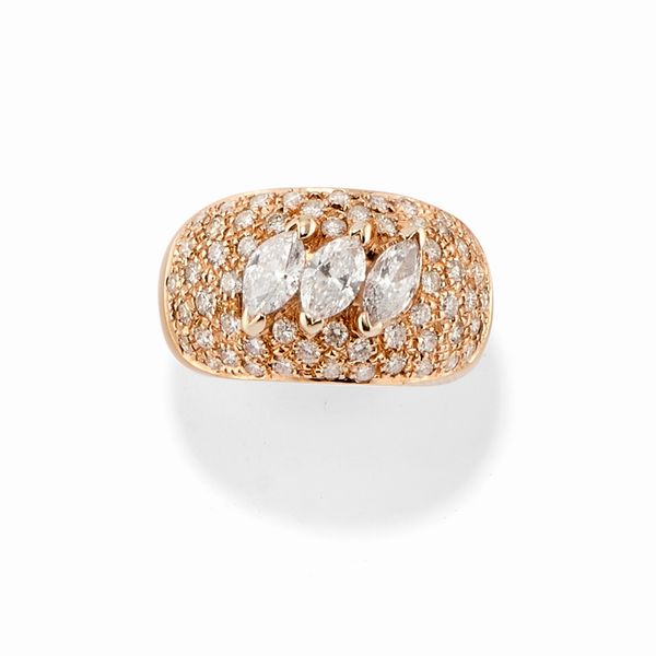 Anello in oro rosa 18k e diamanti  - Asta Gioielli - Associazione Nazionale - Case d'Asta italiane