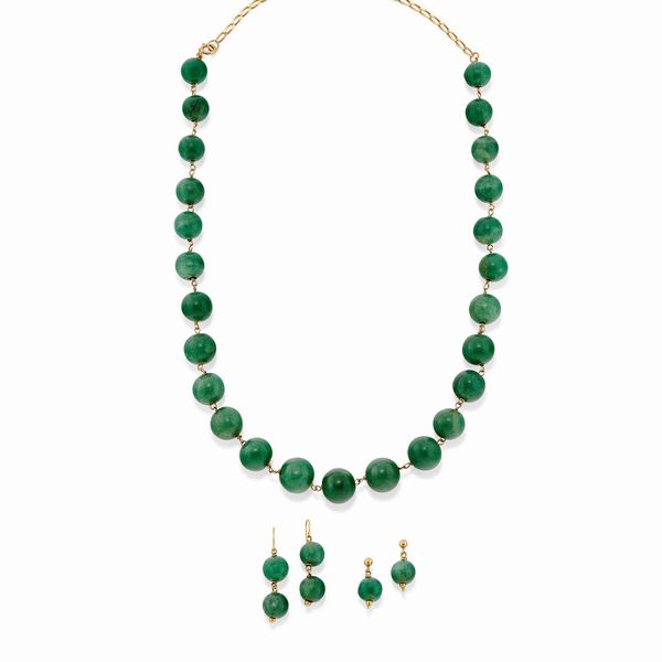 Collana e due coppie di orecchini in oro giallo 18K e pietre dure  - Asta Gioielli - Associazione Nazionale - Case d'Asta italiane
