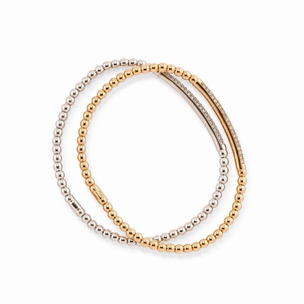 Due bracciali in oro bianco e rosa 18k e diamanti  - Asta Gioielli - Associazione Nazionale - Case d'Asta italiane
